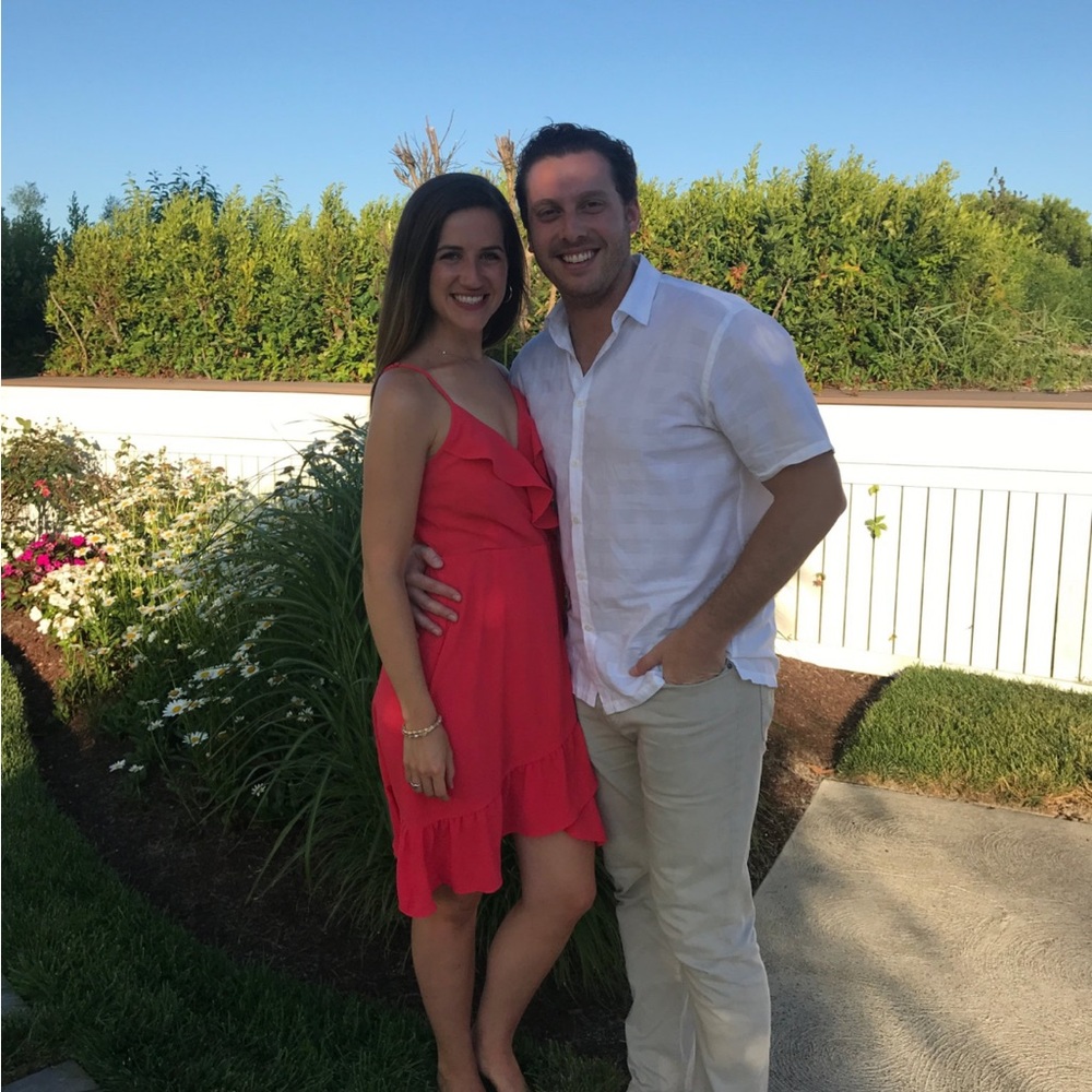 Bright salmon colored dress